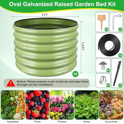 Angooni 2 Pack 2x2x1.4ft Galvanized Raised Garden Bed, Outdoor Planter Kit - color: Matcha Green, size: 2x2x1.4 FT (2 Pack)