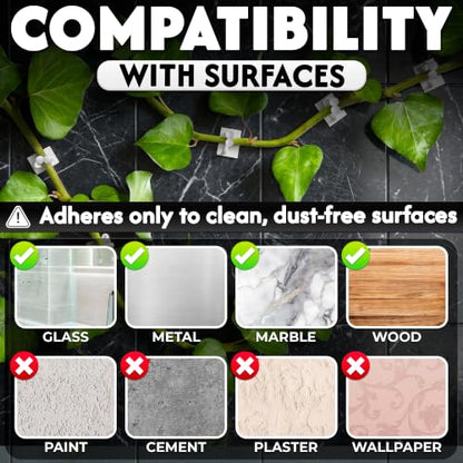 DIMROM 100 Pcs Climbing Plant Wall Clips, Flexible, Self-Adhesive (White)