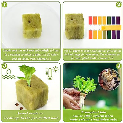Halatool 1 Inch Rockwool Cubes for Hydroponics, 300 Plugs Seed Starter Cube - color: 6 Sheets, size: 1" Cubes
