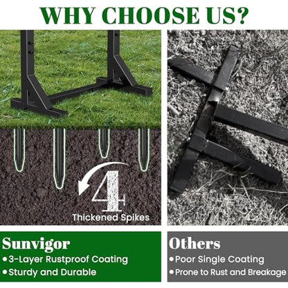 Sunvigor Freestanding Garden Hose Holder Stand, Heavy Duty Hose Reel Alternative with 2 Tool Hooks, Holds 150FT Water Hose, 4-Spike Stable Base, No-Drill Hose Storage for Outside Yard Lawn Garden - color: Black-butterfly Style With Hooks