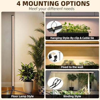 Standing Grow Light, 42W Full Spectrum Vertical, 4FT Timer, 2 Pack
