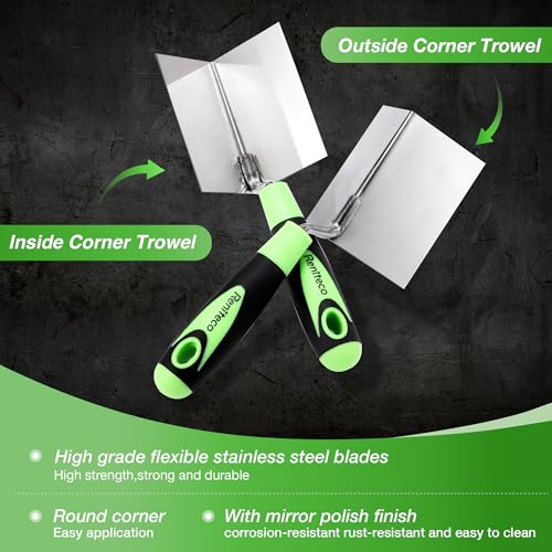 Reniteco 2PCS Drywall Corner Trowel Set – Inside/Outside, Stainless Steel