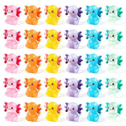 shixinhui 30Pcs Mini Resin Axolotl Figures, Tiny Animal Figurines to Hide