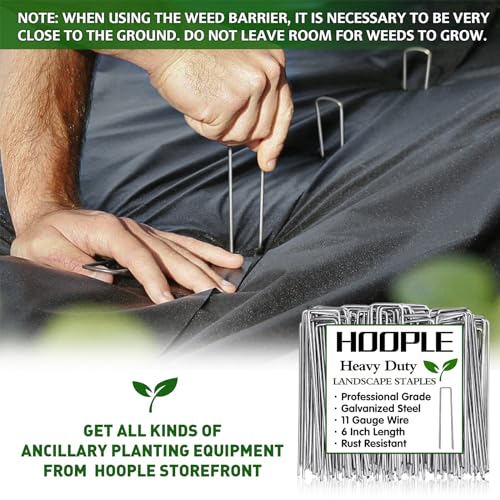 HOOPLE 3FT*50FT remium Landscape Fabric Weed Barrier, Durable & Heavy-Duty, Thick Weed Barrier Fabric, Easy Setup & Superior Weed Control (with 20 pcs Garden Stakes) - size: 3.2 oz – 3 ft x 50 ft