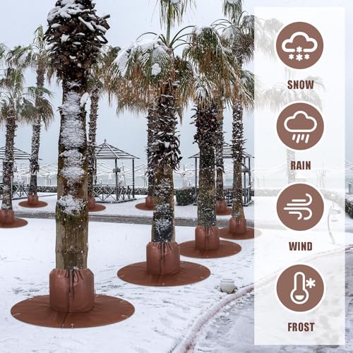 2 Pack Palm Tree Root Protectors - 3 Layers Tree Root Freeze Protectors with Ground Nails, Winter Tree Root Frost Covers for Outdoor Cold Weather Plants Root Protection, Plant Covers Freeze Protection