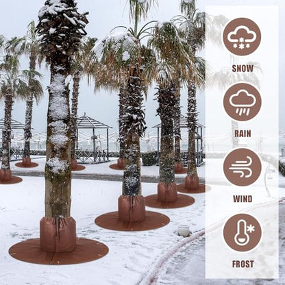 2 Pack Palm Tree Root Protectors - 3 Layers Tree Root Freeze Protectors with Ground Nails, Winter Tree Root Frost Covers for Outdoor Cold Weather Plants Root Protection, Plant Covers Freeze Protection