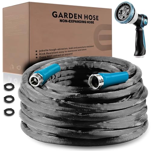 Garden Hose 50feet, Water Hose with 10 Function Hose Nozzle, NON-Expandable Hose, Tough & Flexible, Lightweight, Crush Resistant Fittings, Kink & Tangle Free, Rust Proof for Watering - color: Deep-Grey, size: 50FT