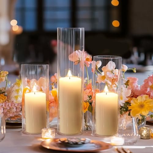 Fixwal 12 Pack Clear Glass Cylinder Vases, 4, 6, 8, 10 Inch Tall - size: 12pcs
