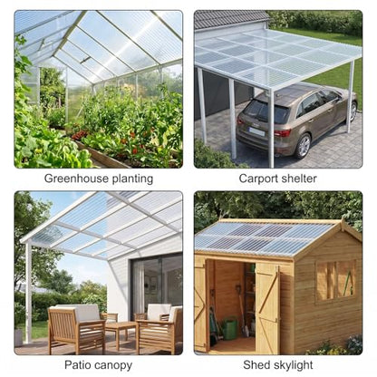 6 PCS Polycarbonate Greenhouse Panels Splicable Corrugated Plastic Sheets - size: 6 Pcs 3.9 ft x 3 ft