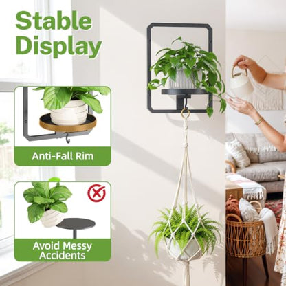 iDavosic.ly Wall Plant Picture Frame Holder with Macrame Hange, Black - color: Black with 1 Hanger, size: Rectangular