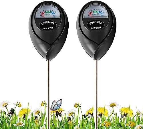 WNJ 2 Pack Soil Moisture Meter, Plant Water Monitor, Lawn Moisture Meter，Soil Hygrometer Sensor for Gardening, Farming, Indoor and Outdoor Plants (Classic Black)