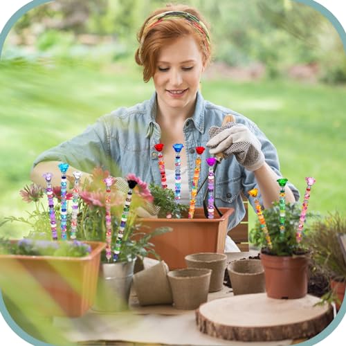 Tigeen 236 Pcs Garden Stake DIY Fairy Wand Plant Stake, Rose Flower - style: Rose Flower