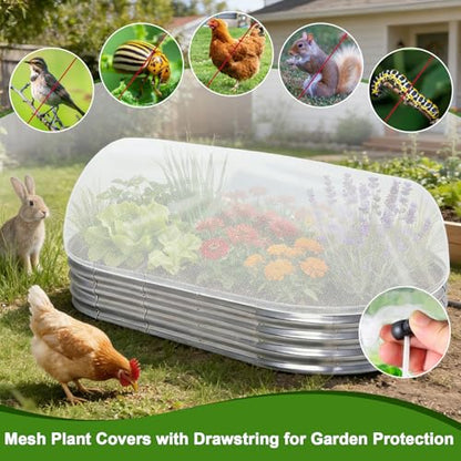 2 Pack Taller Garden Netting for 4x2FT Raised Beds with 10 Secured Clips - color: 4×2×1ft