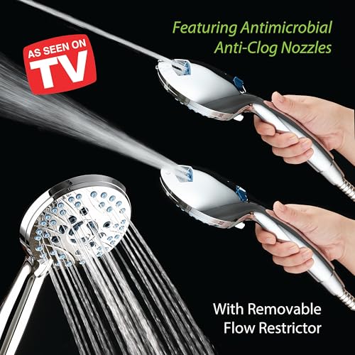 AquaCare 8-mode High Pressure Handheld Shower Head with 2-mode Power Wash - color: Premium Chrome, style: 1.8 Gallon Per Minute