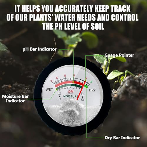 Soil PH Meter, Soil Moisture Sensor Meter, Soil PH Tester Gardening Tool Kits for Plant, Tree, Soil Tester for Moisture Great for Garden, Lawn, Farm, Indoor & Outdoor Use