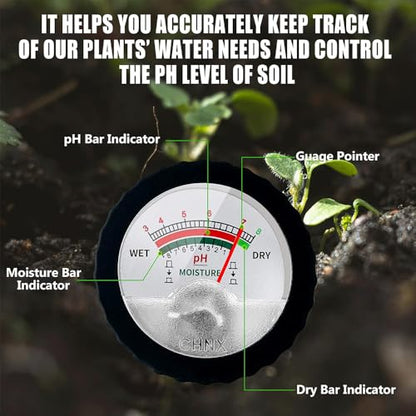 Soil PH Meter, Soil Moisture Sensor Meter, Soil PH Tester Gardening Tool Kits for Plant, Tree, Soil Tester for Moisture Great for Garden, Lawn, Farm, Indoor & Outdoor Use