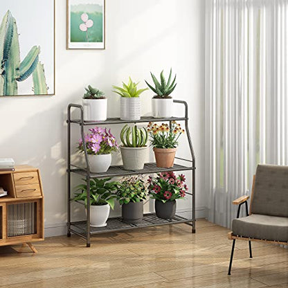 Simple Trending Plant Stand Outdoor Indoor 3 Tier Metal Waterproof Plant Shelf for Living Room Balcony Garden