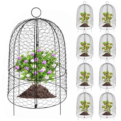 Kalolary 8 Packs Plant Protectors from Animals Large Wire Plants Cage - style: Cloche