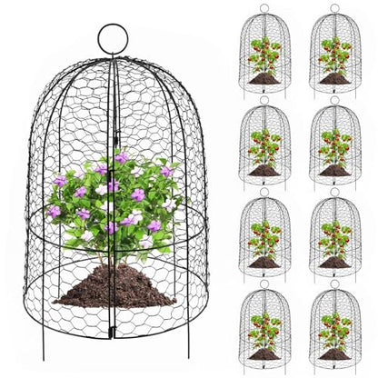 Kalolary 8 Packs Plant Protectors from Animals Large Wire Plants Cage - style: Cloche