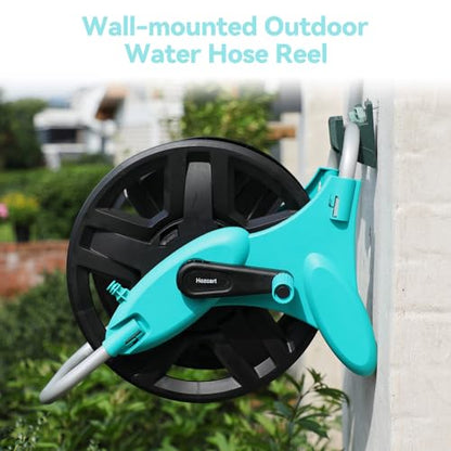 Garden Hose Reel Cart,Hose Holder Up to 50-100 Feet of 5/8" Hose,Wall Mounted Water Hose Reel,Portable Hose Reels for Outside Car Washing, Watering