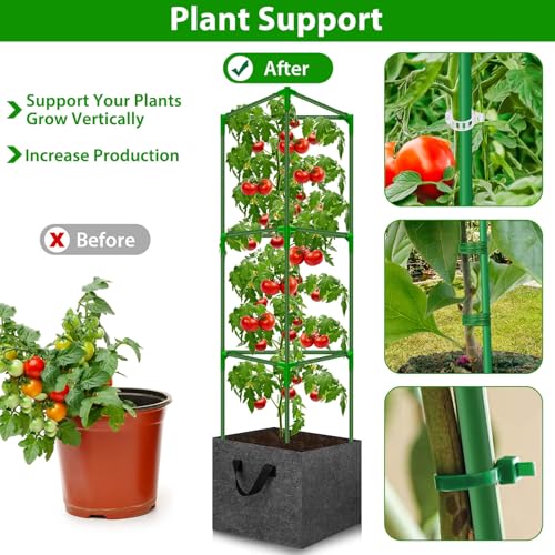 Tomato Cages for Garden with Grow Bags, 2 Pack Tomato Cage Trellis - size: 2-Pack with Bags
