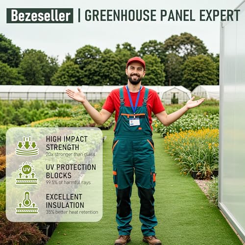Bezseller 12 Pcs 5'x2' Polycarbonate Greenhouse Panels, Translucent White - color: Transparent, size: 0.32"丨12 Pcs