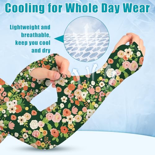 Gardening Sleeves for Women UV Sun Protection with Thumb Hole Anti-Scratch - color: Blossoms