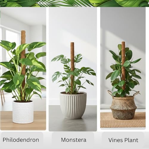 2 Pack 28" Bendable Moss Pole Monstera Plant Support for Climbing Plants - size: 28"