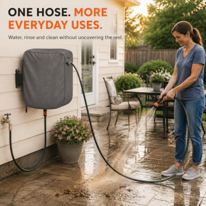 Wall Mounted Hose Reel Cover 26x11x18in 420D Waterproof - color: Retractable - Hose Reel Wall-mounted Cover