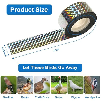 DECYOOL 3 Rolls 787 FT Bird Scare Tape Reflective Repellent Ribbon Hanging