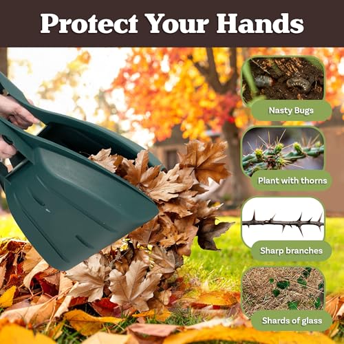 Pure Garden Leaf Scoops Hand Rakes, Green