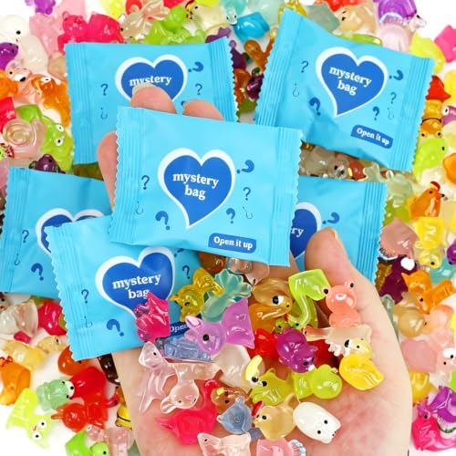 Mystery Toys Blind Bags 60 Mini Resin Animals Variety Pack Glow in The Dark