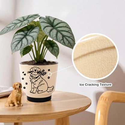 STHIE Ceramic Planters with Drainage Holes, 5 Inch Pots for Indoor Plants - color: Tr-goldflower04