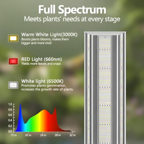 SDOVUERC 60W High-Power Full Spectrum Grow Lights Stand for Indoor Plants. - color: Silver
