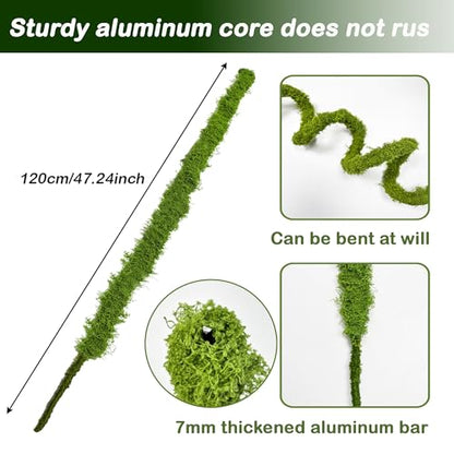 47.24 Inch Moss Pole, Bendable Moss Pole Plant Support, Tall Moss Poles for Climbing Plants Indoor DIY, Coco Coir Plant Pole Moss Plant Stick Support Stake Kit for Potted Plants, Pothos, Philodendron