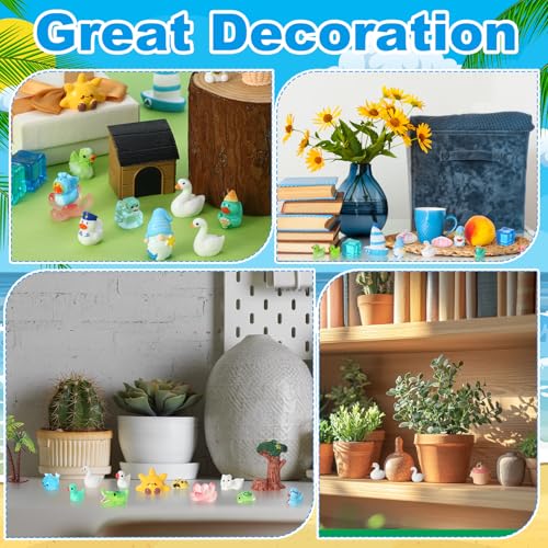 60 Pcs Summer Mini Resin Figurines Tiny Resin Ducks Figures - color: Blue