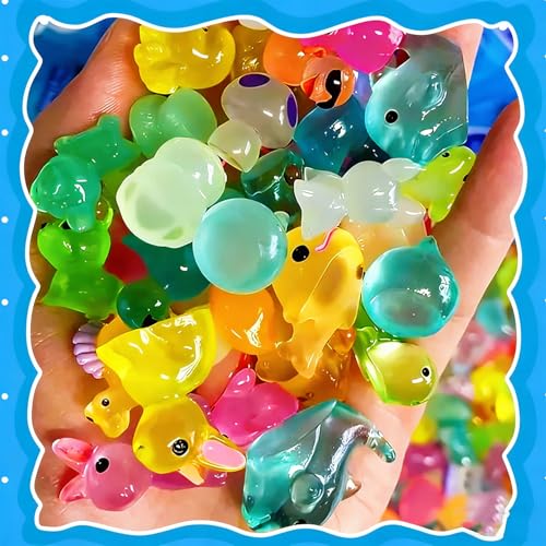 100PCS Resin Animals Glow in The Dark Mini Luminous Figurines Blind Bags