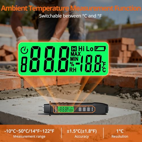 Proster Pocket Moisture Meter - 7 Modes Detachable Pins for Wood