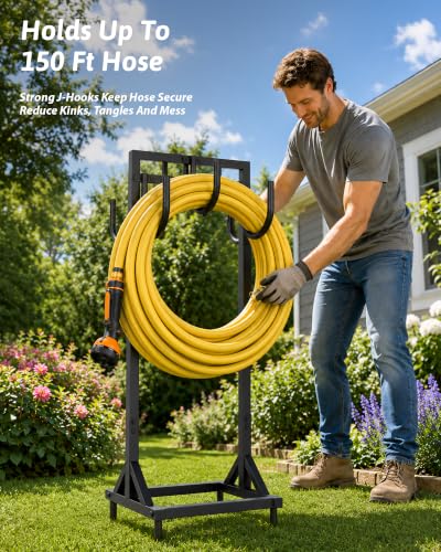 GENTINGBRO Garden Hose Holder with 6 hooks Hose Reel