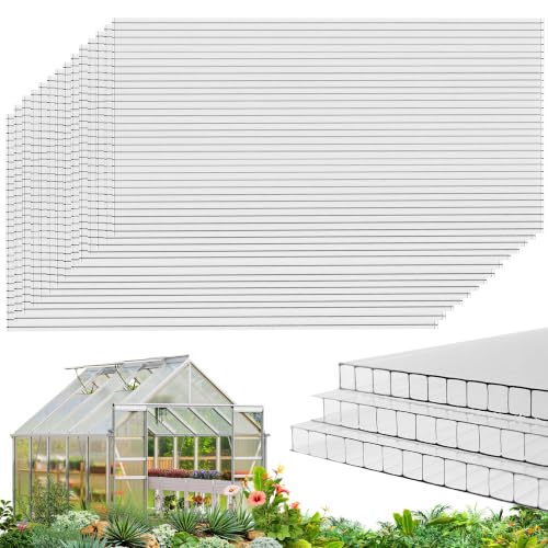 RITOLLO 6 Pack 8'FT x 4'FT x 0.24" in Polycarbonate Sheet for Greenhouse - size: 8'FT x 4'FT x 0.24" in