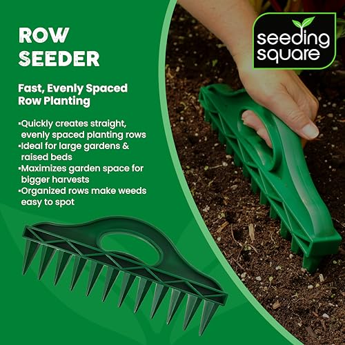Row Seeder Tool for Precise Seed and Seedling Spacing in Trays and Gardens.