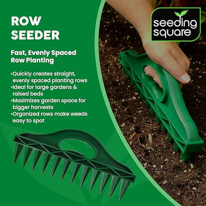 Row Seeder Tool for Precise Seed and Seedling Spacing in Trays and Gardens.