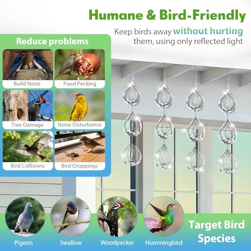 Bird Deterrents for Outside 12 Discs Stainless Steel, 4 Sets