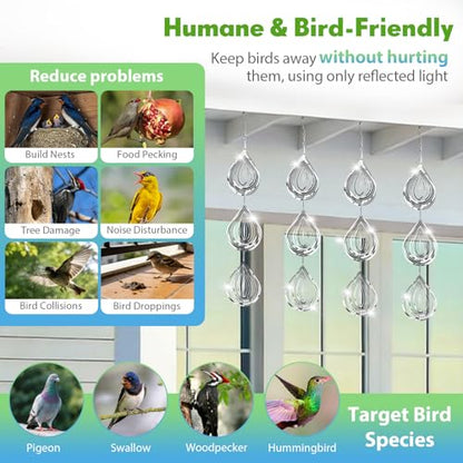 Bird Deterrents for Outside 12 Discs Stainless Steel, 4 Sets