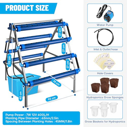 A-Type 72 Plant Sites Hydroponics Growing System Kit with Light Blocking