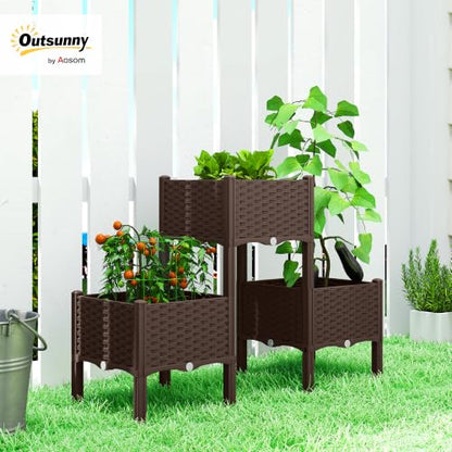 Outsunny Plastic Raised Garden Bed with Legs Self Watering Planter Box