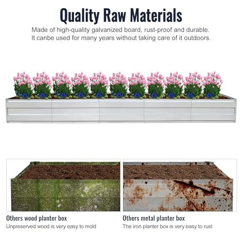 Galvanized Raised Garden Bed Kit, Metal Planter for Vegetables & Herbs, 13.5x3x1FT, Easy Assembly - size: 13.5x3x1FT