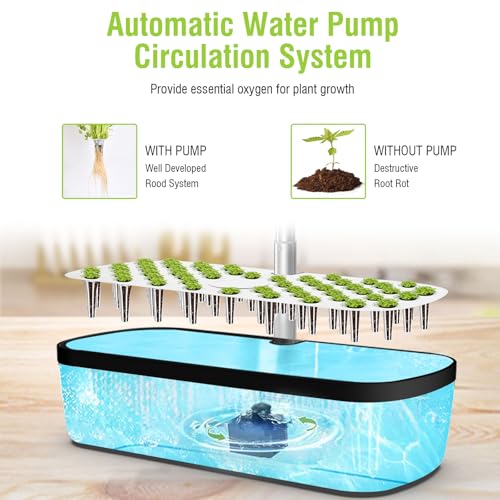 52 Pods Smart Hydroponics Growing System Indoor Herb Garden with Auto Timer - color: Black