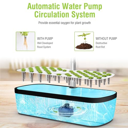52 Pods Smart Hydroponics Growing System Indoor Herb Garden with Auto Timer - color: Black
