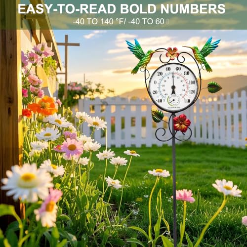 Hummingbird Outdoor Thermometer with 35.7" Stake Waterproof - style: Hummingbird